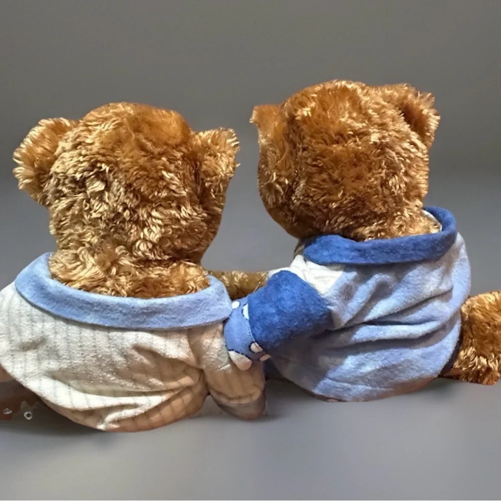 Lot Of 2 TY Bears 14” Blue Flannel Pajamas 2006 Rare